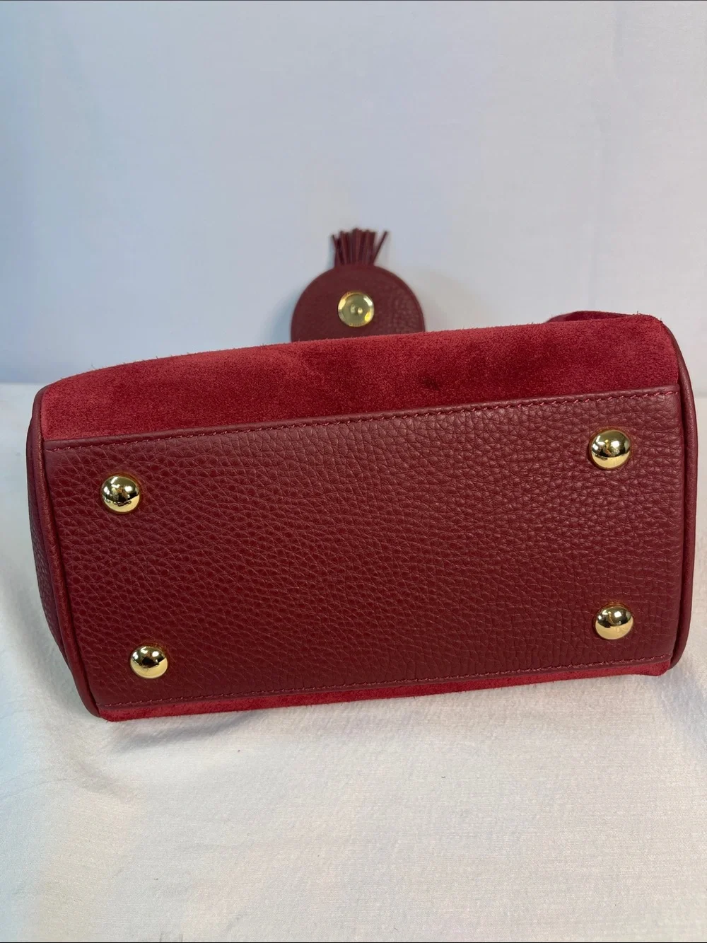 Fairfax & Favor Mini Windsor Ruby Suede Leather Handbag